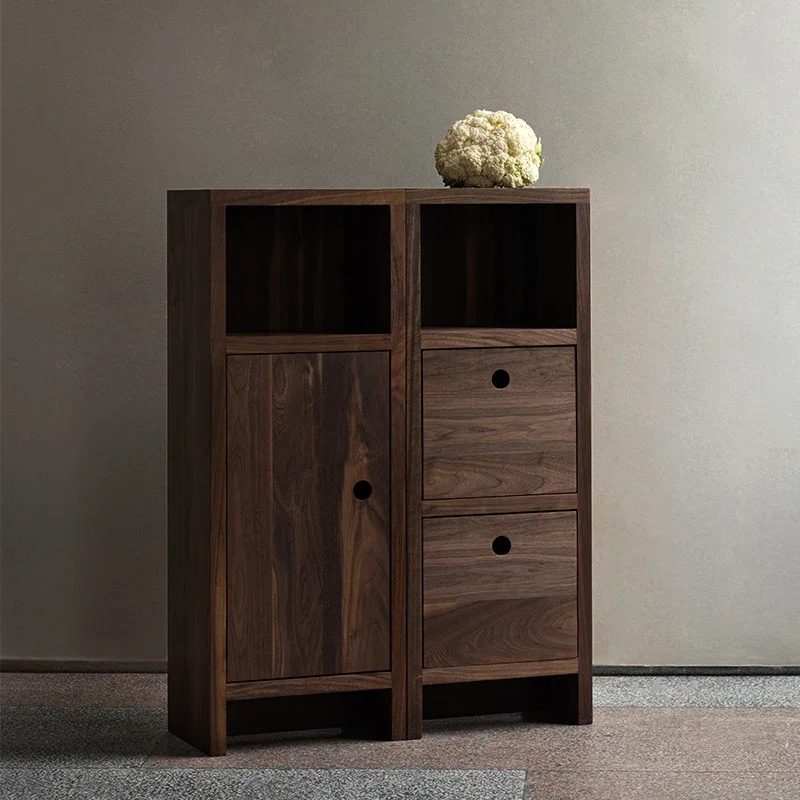 Simple cubic chest, log cherry wood black walnut side cabinet, tea room, living room and dining room