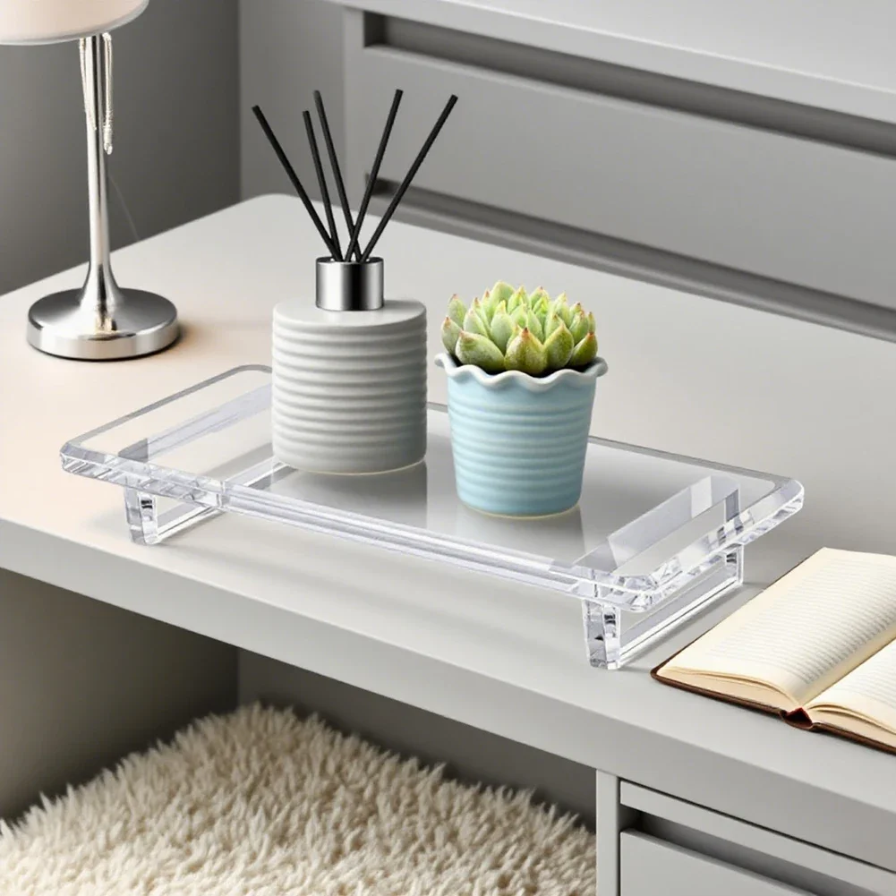Acrylic Tray for Bathroom and Kitchen Counter Organization Featuring Hand Sanded Corners and Solid Construction for Stability