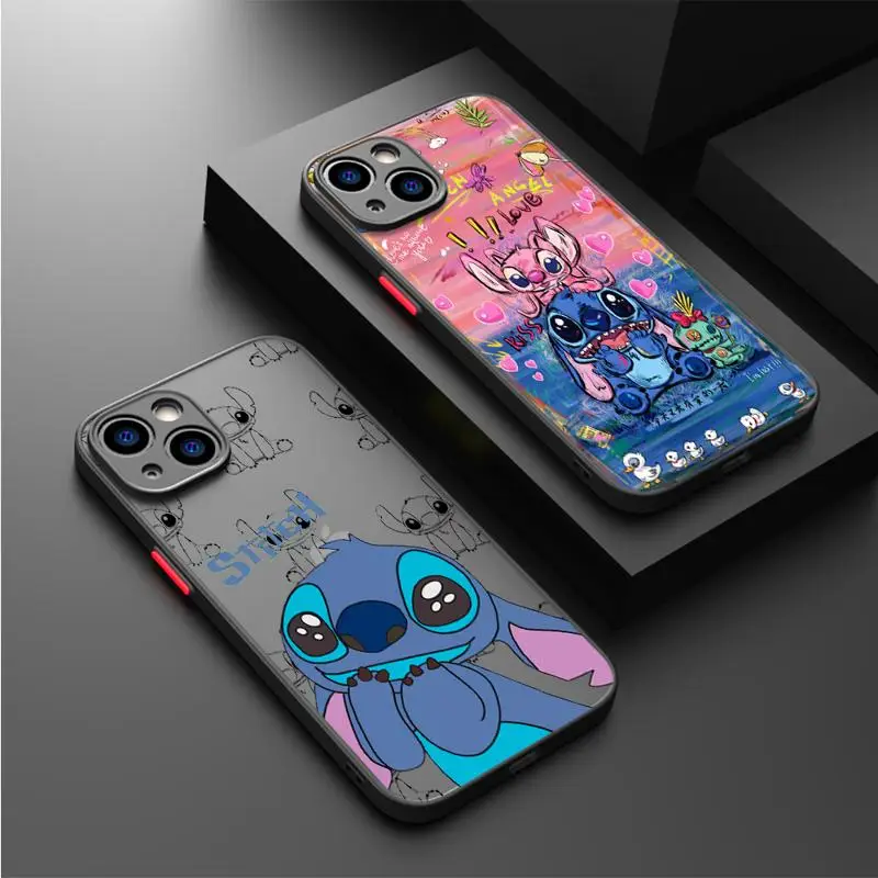 Disney anioł ścieg Lilo etui na Apple iPhone 15 11 14 13 12 Pro 7 XR X XS Max 8 Plus 6S SE 2022 15Pro telefon matowy Funda