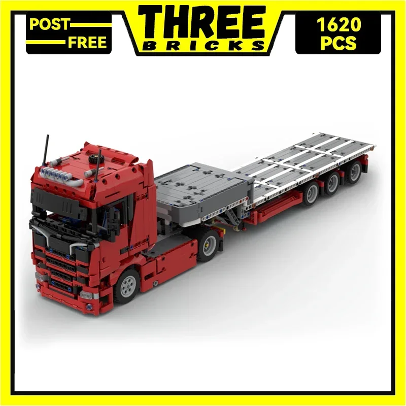 ThreeBlocks Moc Building Blocks Car model series big truck turning trailer Technology Bricks DIY Toys For Kids Children Gifts