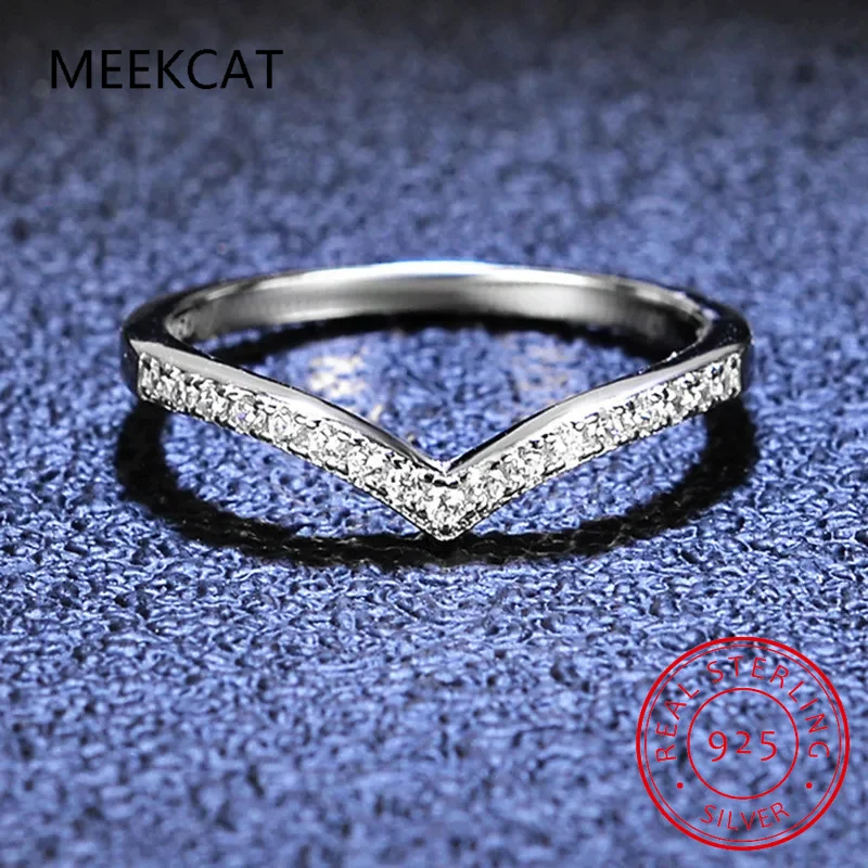 Moissanite Ring 925 Sterling Silver with White Gold Plated Full Diamond Band Engagement Wedding Bridal Rings for Women