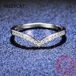 Moissanite Ring 925 Sterling Silver with White Gold Plated Full Diamond Band Engagement Wedding Bridal Rings for Women