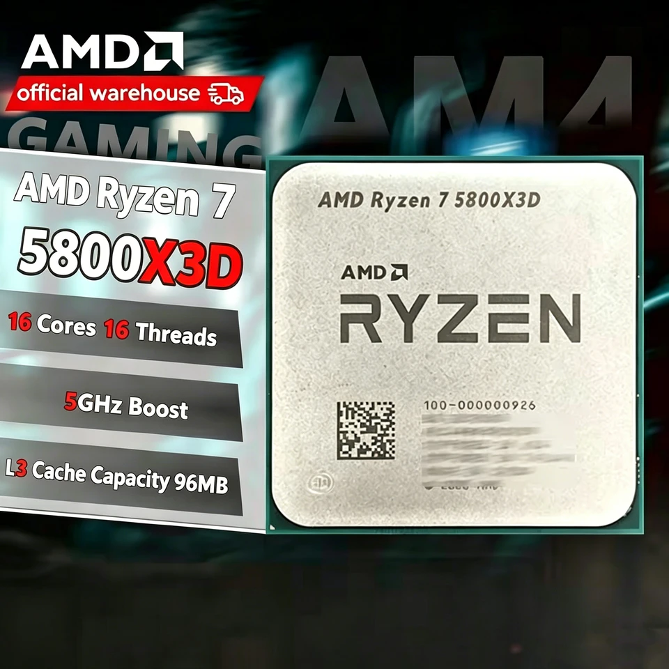 AMD Ryzen 7 5800X3D R7 5800X3D 3.4GHz 8코어 16스레드 CPU 프로세서 96MB 캐시 105W 7nm 게이밍 데스크탑 프로세서 썸네일 6