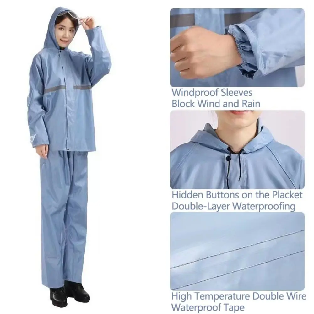 

Плащ со светоотражающими полосками и дождевики, костюм из ткани Оксфорд с капюшоном, плащ для езды на мотоцикле, многоразовый, дышащий