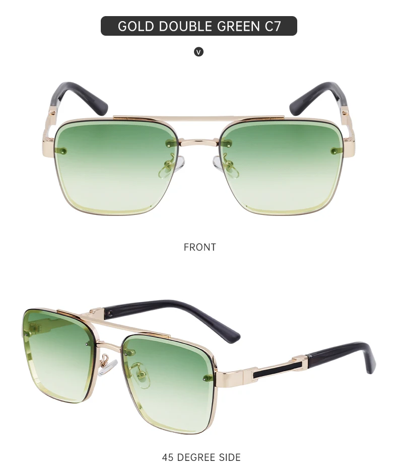 Übergroße quadratische Sonnenbrille für Herren, große Luxus-Designer-Vintage-Metall-Sonnenbrille für Männer, modische Eyewear, Gafas De Sol – Detail 17