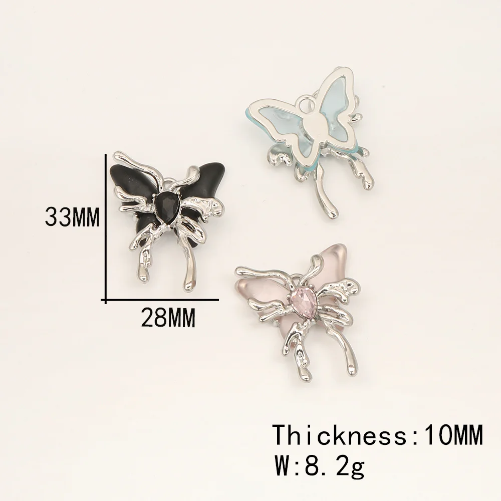 Design Cordial 50 pièces 28*33MM résultats et composants de bijoux/pendentif en strass bricolage/fait à la main/alliage de Zinc/forme de papillon/ # 193304