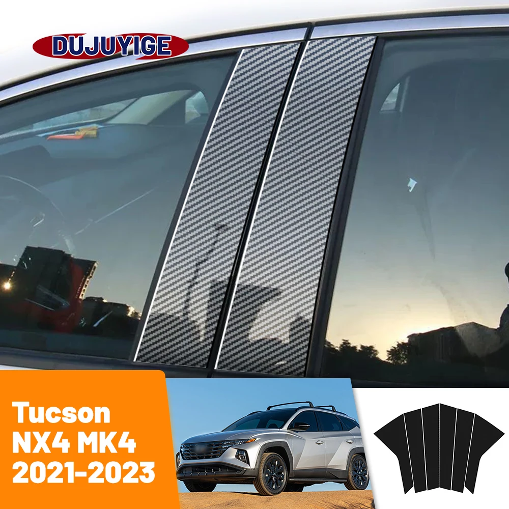 

For Hyundai Tucson NX4 MK4 2021-2023 2022 Carbon Fiber Window Door Column Deal B C Pillar Post Cover Trim Sticker