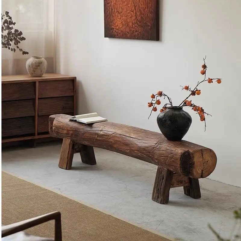 

olid wood bench bed and breakfast, hotel decorative furniture, old beam entrance shoe changing stool, outdoor courtyard