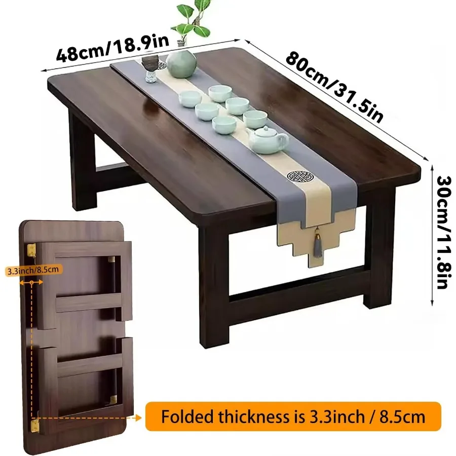 Japanese Folding Floor Table Foldable Coffee Tables Wood Low Desks Versatile for Sitting Dining Table Tea Tatami Desk No Assemb