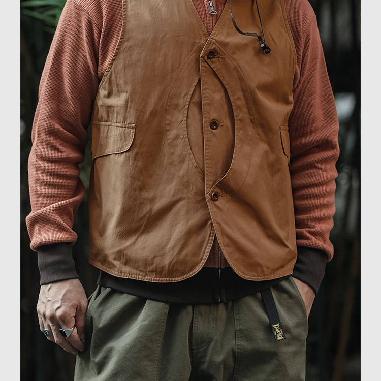 

Retro New Heavy Canvas Magic ket Hunting Vest Outdoor Workwear Functional Vest Multi ket Design Stand Fit Cotton You...