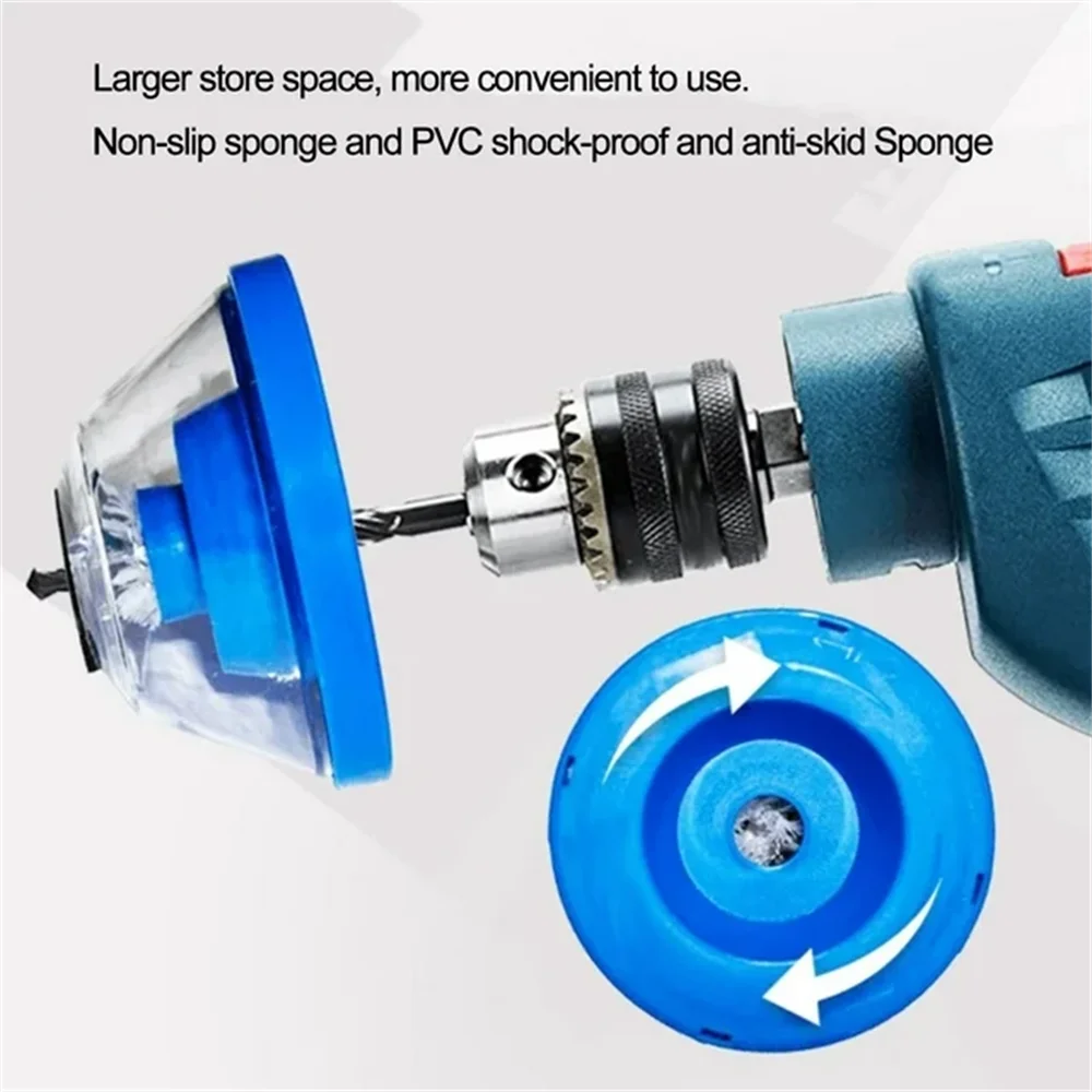 Electric Drill Dust Cover Bowl-Shaped Design Blue Drilling Accessories Shockproof Dust Catcher for 4-10mm Drill Bits