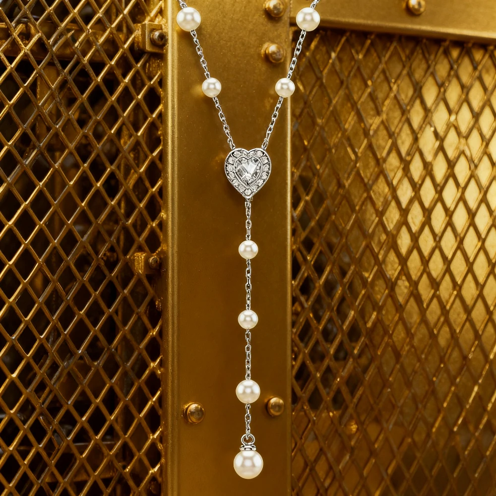 

2025 Новые элегантные аксессуары. Высококачественное ожерелье с подвеской в форме сердца из бриллианта - жемчуга и циркона, отличный памятный подарок.