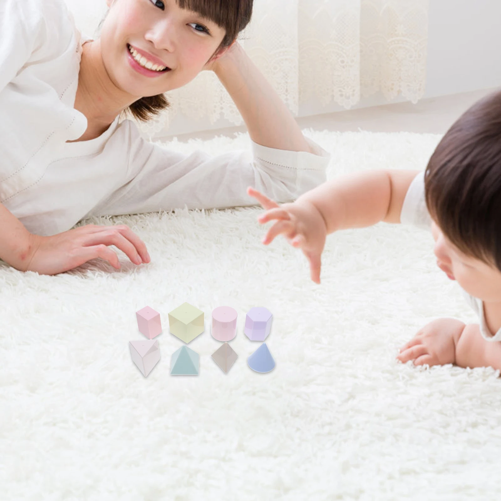

8pcs Transparent 3D Geometry Shapes Geometric Solids Learning Manipulatives Detachable Structure Area Volume for Kids