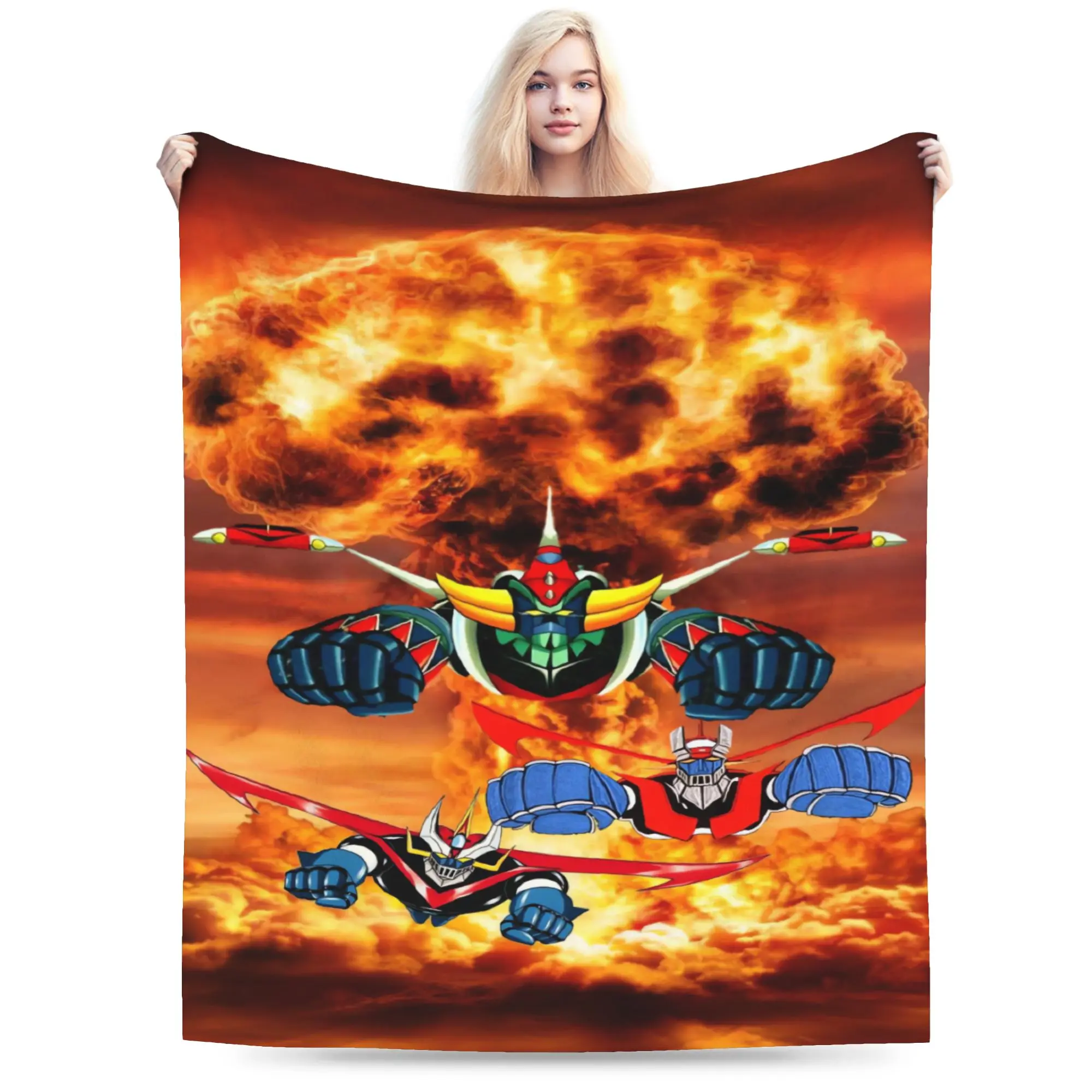 Ufo Robo Grendizer Goldorak Blanket Quality Super Soft  Throw Blanket Winter Students Couch Chair Sofa Bed Funny Bedspread
