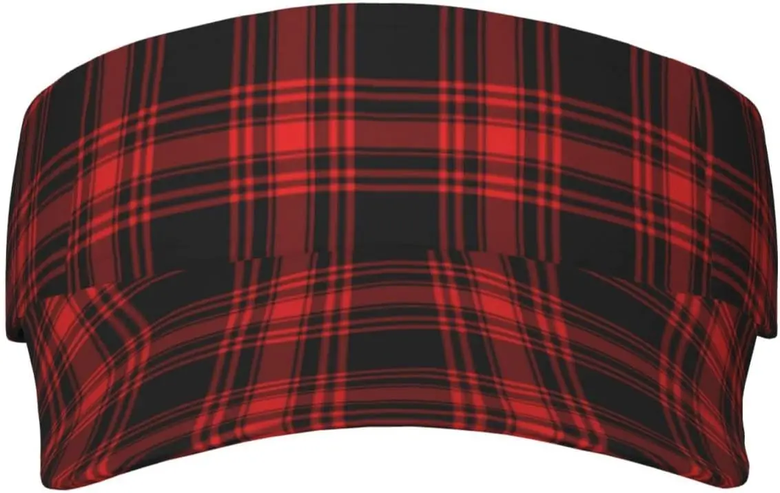 Christmas Red Black Tartan Check Scottish Pattern Sunscreen Visor Hats for Women & Men, Sport Empty Top Baseball Sun Cap,