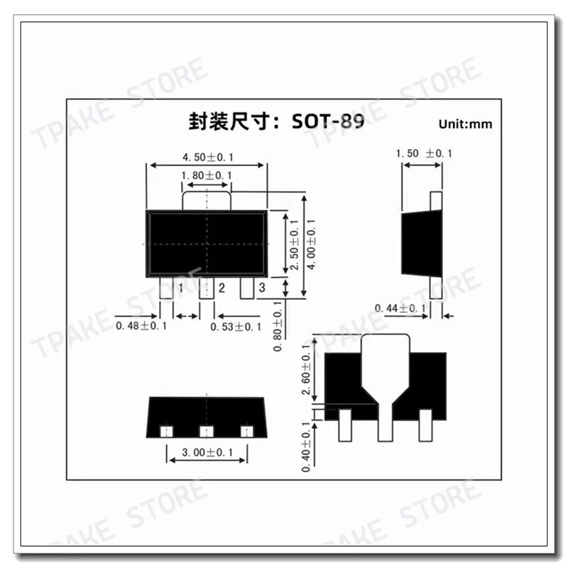 10pcs 2SD1664 DARH 1A/32V NPN SOT-89 SMD CHIP Transistor