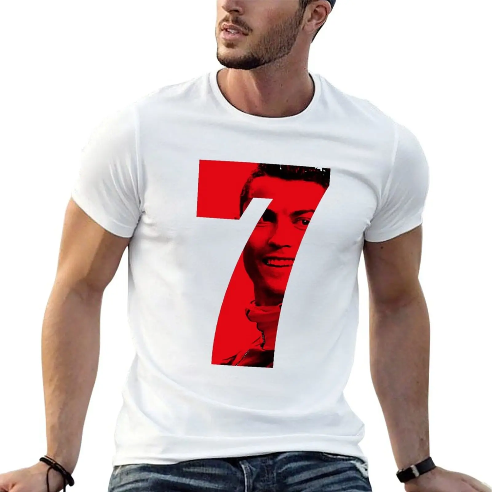 

CR7 red 7 T-Shirt cotton t shirts high quality funny t shirts dark humor mens graphic t shirts T-shirt