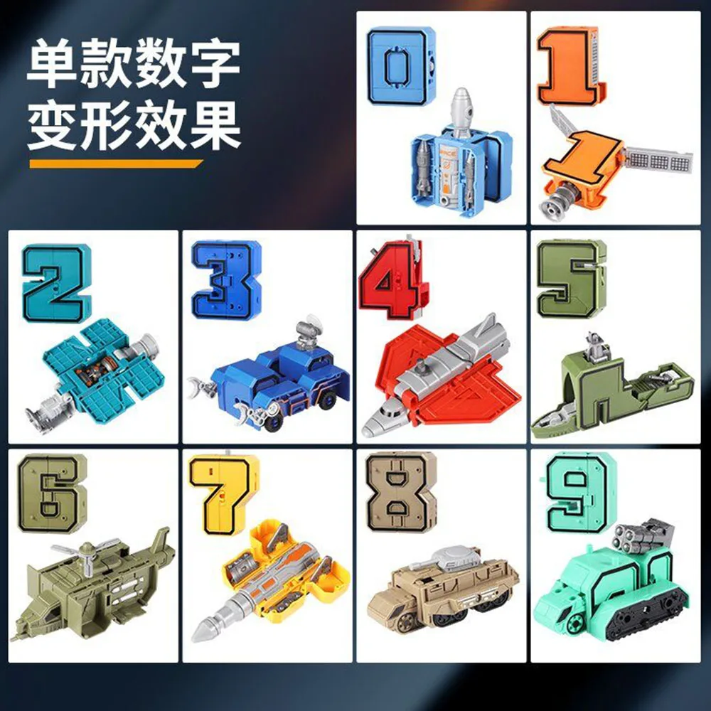 Number Robot Transformation Assemble Digit Robot Deformation Math Toys