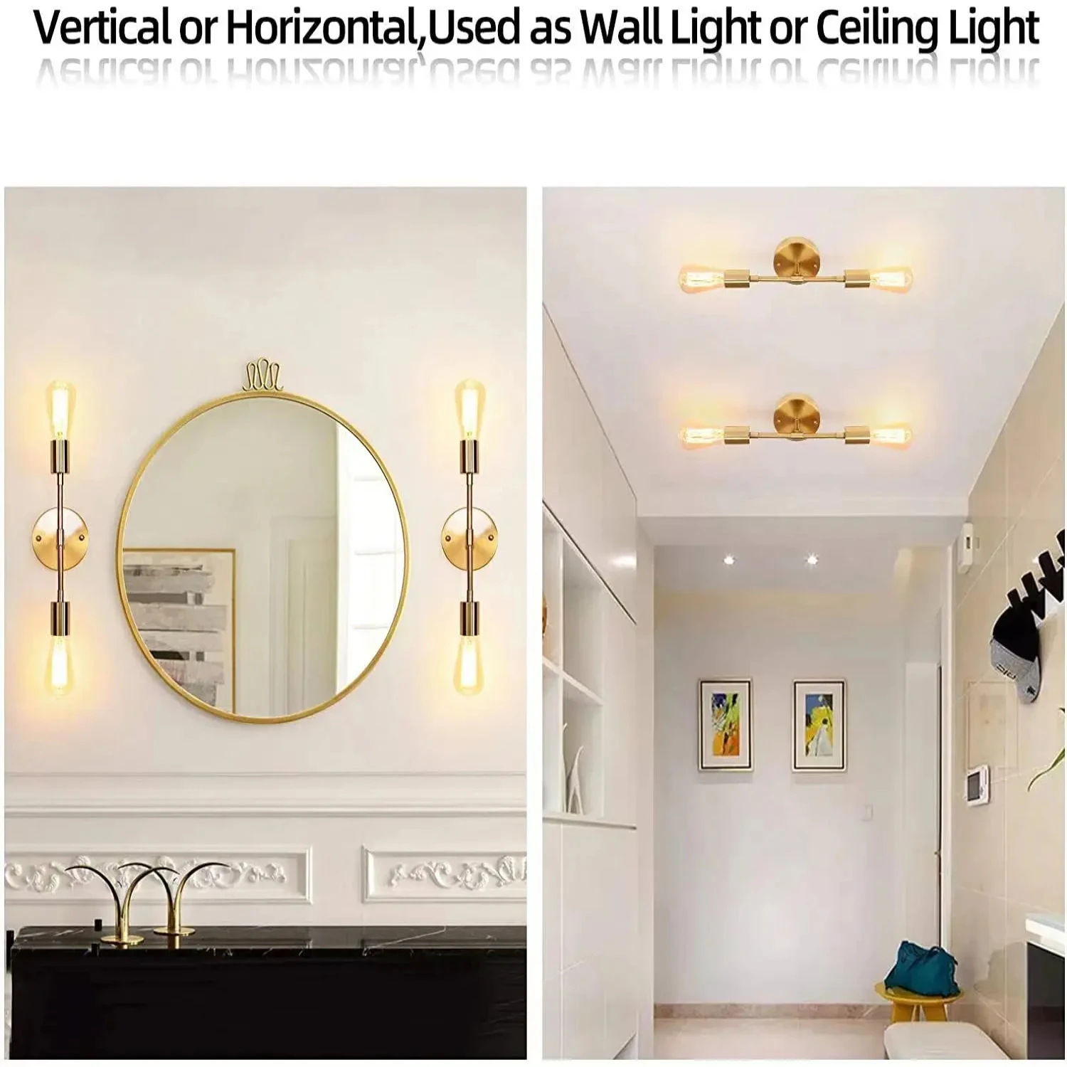 Lámparas de pared de 2 cabezales nórdicas modernas, elegantes accesorios de iluminación decorativos para pasillo, sala de estar y baño, nuevo y elegante