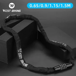 WEST BIKING Combination Bike Chain Lock 65-150cm Portable Anti-theft 4 Code Safety Bicycle Chain Lock MTB Road Bike Accessories