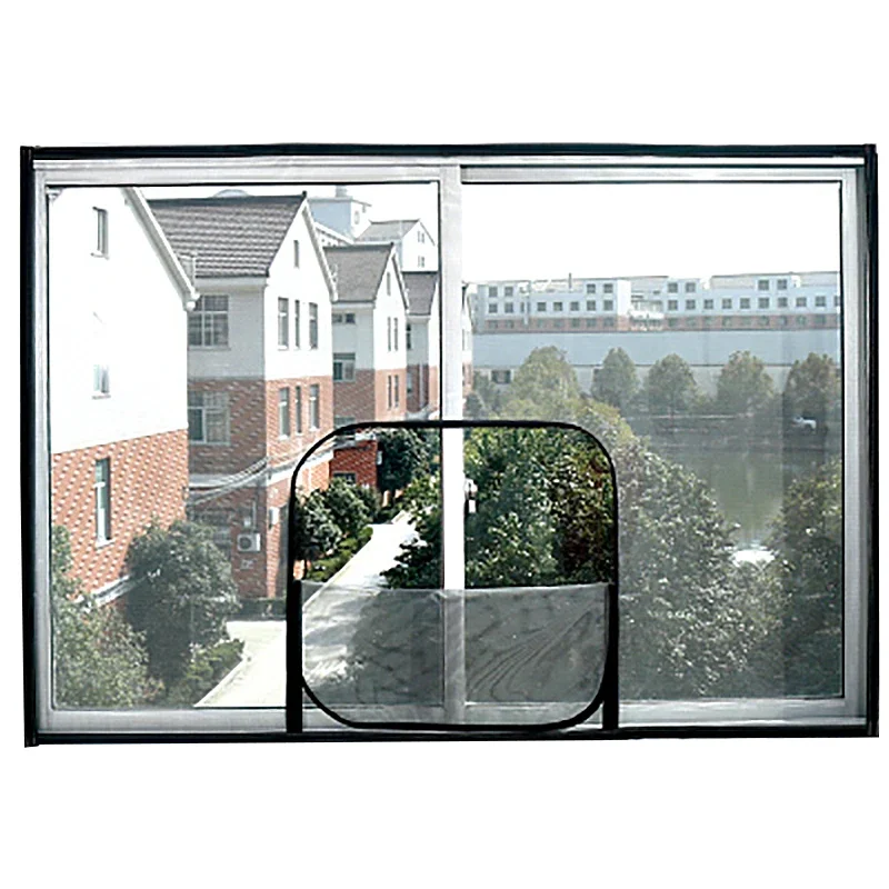 U shaped zipper screen self-adhesive mosquito net for window tulle summer window screen customizable mosquito curtain windowmesh