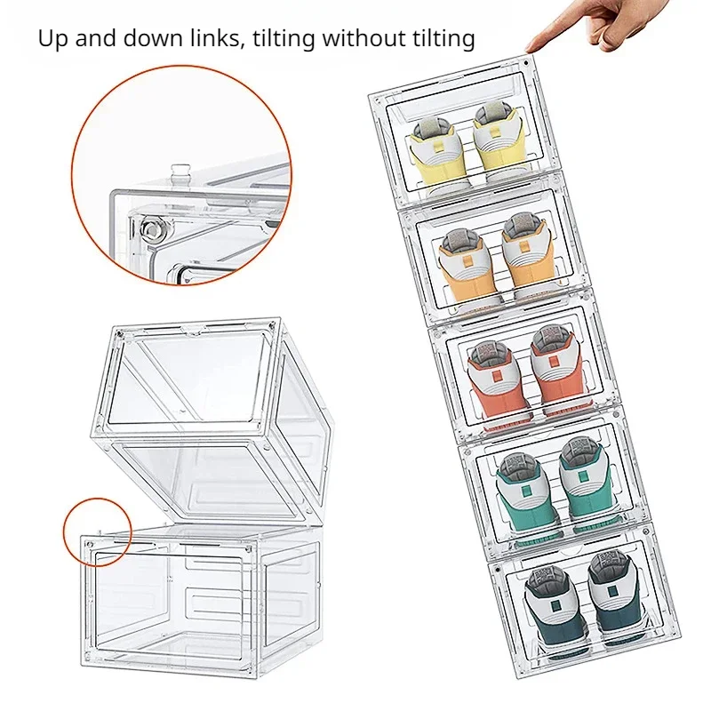 Acrylic display box, storage box, foldable, fully transparent box， shoe organizer and storage