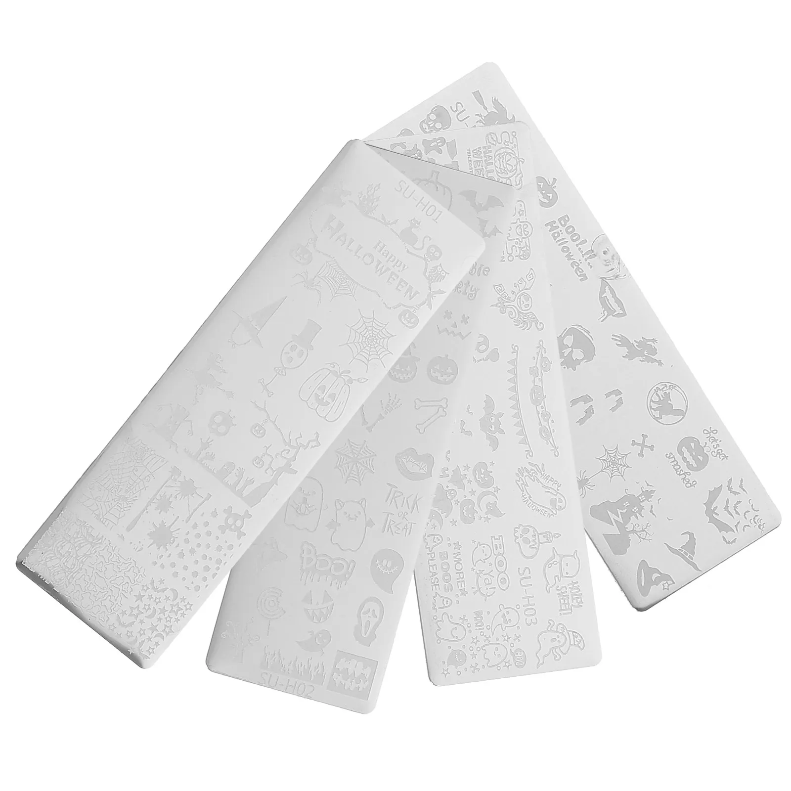 4 Pcs Nail Kit Design Stamp Stamper Plates Stencils Halloween Stamping DIY Template