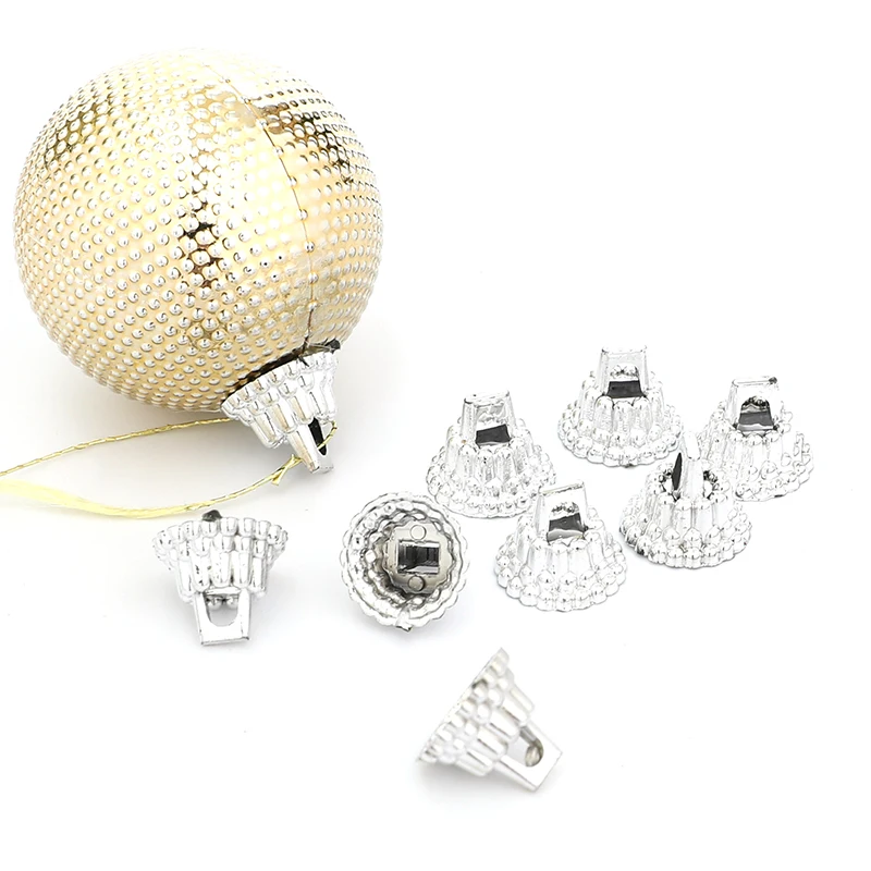 100pcs Gold Silver Christmas Ball Cap Xmas Tree Hanging Ornament Removable Metal Ball Hat Merry Chrismas Decoation New Year 2025