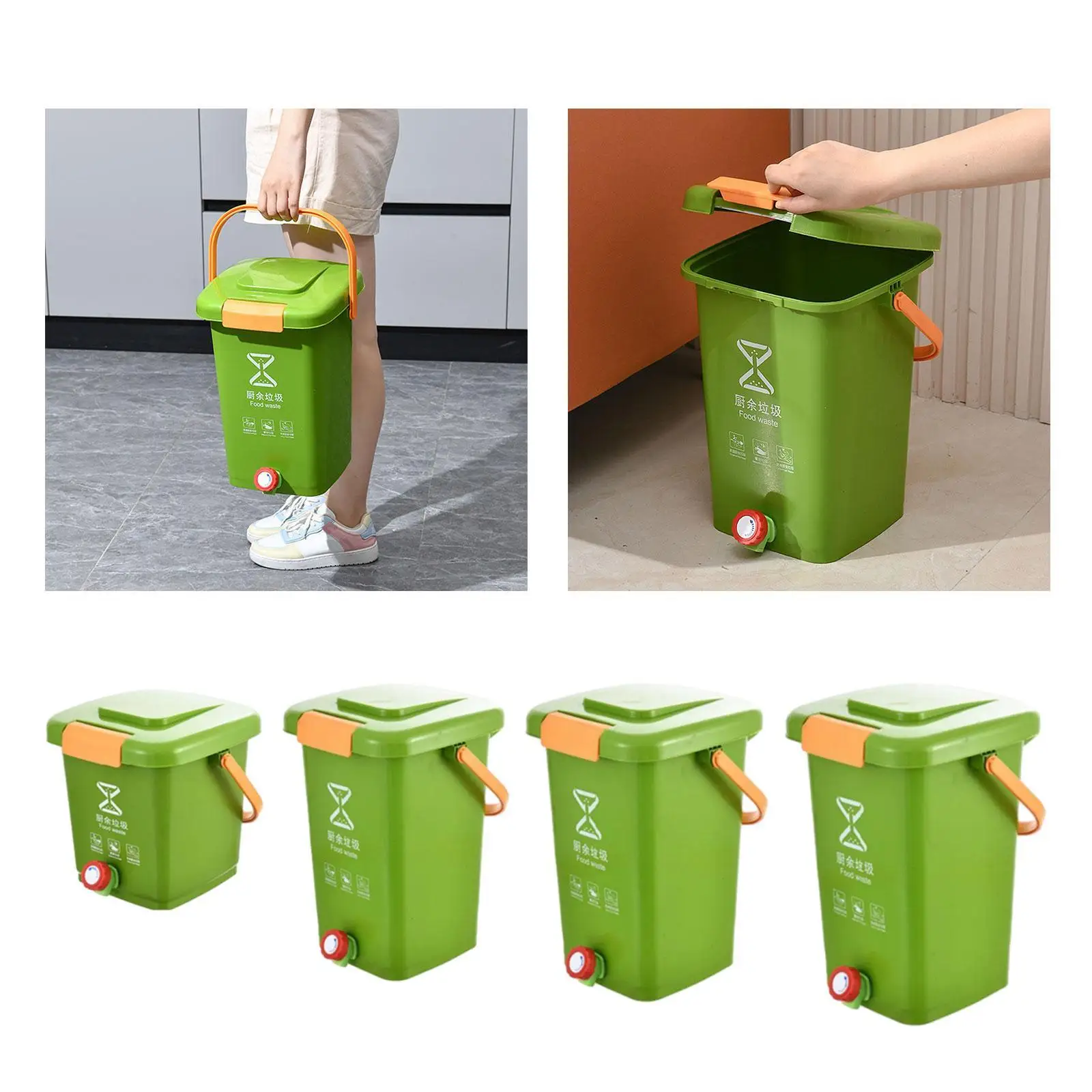 Compost Bucket for Kitchen Waste Composting Recycling Bucket Modern Multi-Function Waste Bin Countertop Compost Bin