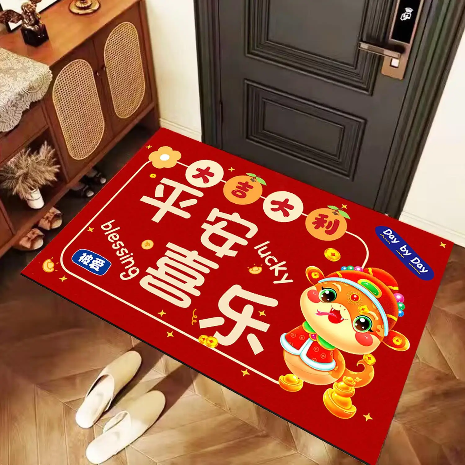 Traditional Chinese New Year Decoration 2025 Snake Year Entrance Feet Mat Floor Mat Housewarming Chinese Spring Festival Decor