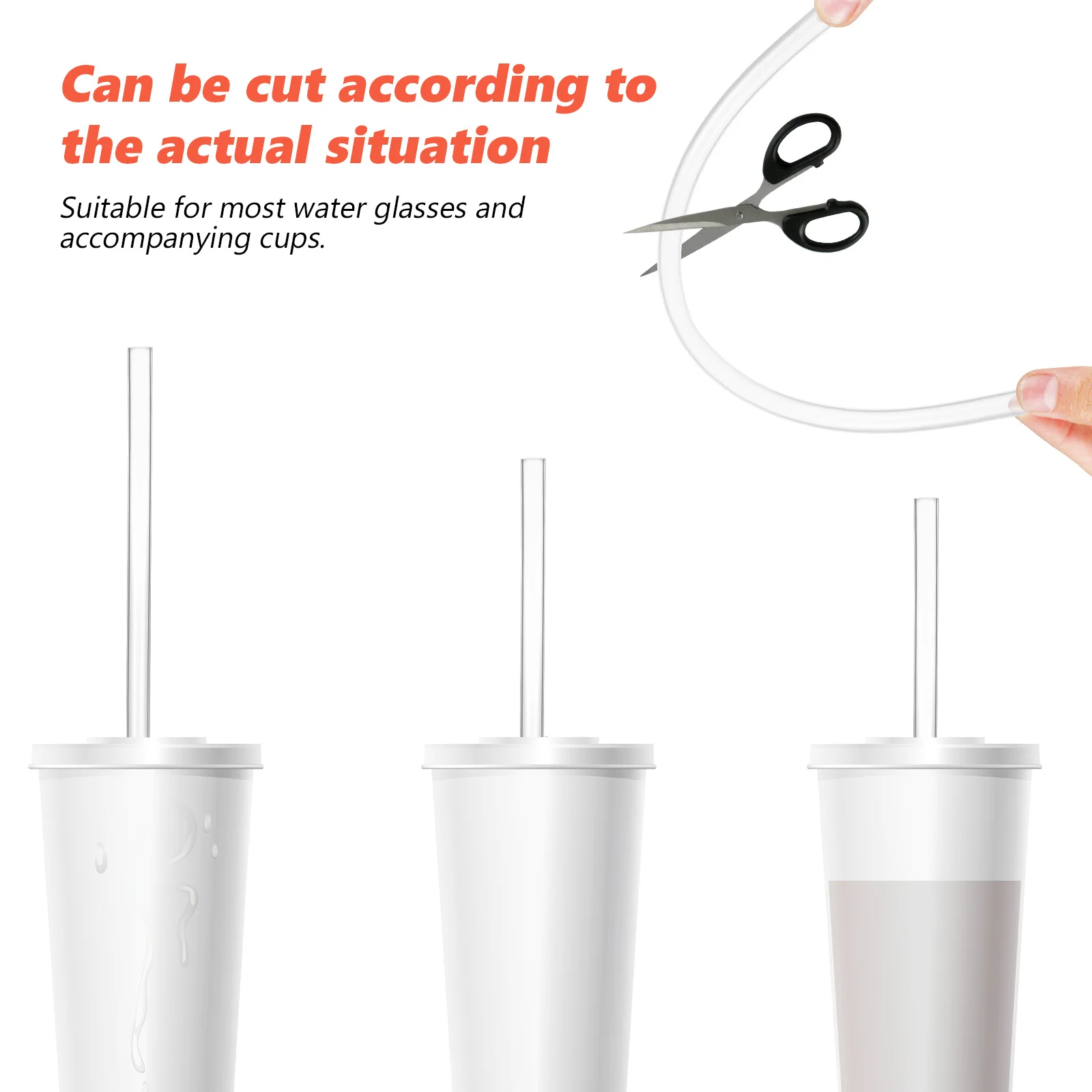 

8 PCS Silicone Straw Set Cleaning Brush Reusable Milk Tea Straws Replacement Creative Silica Gel Tall Drinking Tube