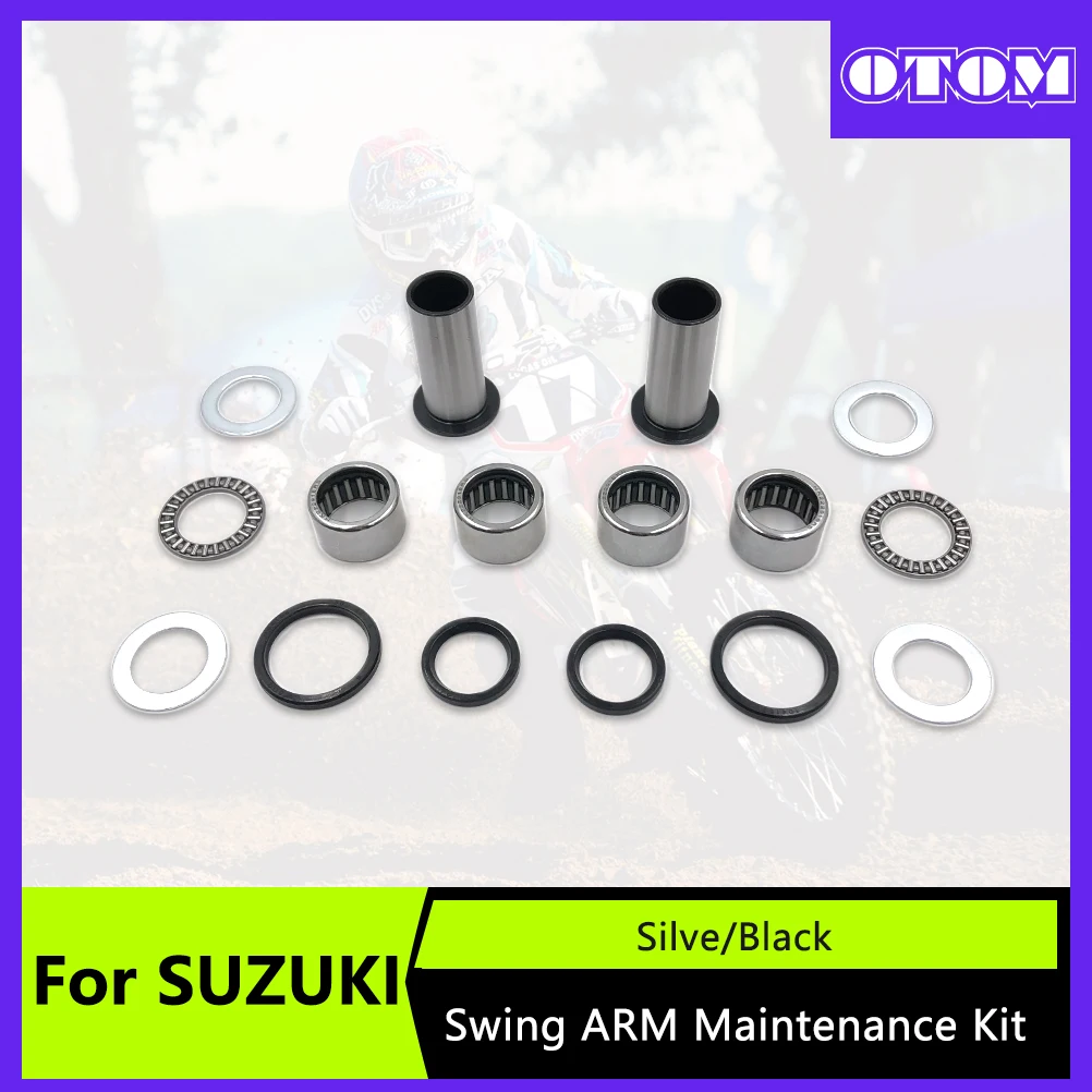 OTOM Motocross Swing ARM Maintenance Kit Roller Needle Bearing Pivot Inner Outer Spacer Oil Seal Bushing For SUZUKI RM RMZ 250