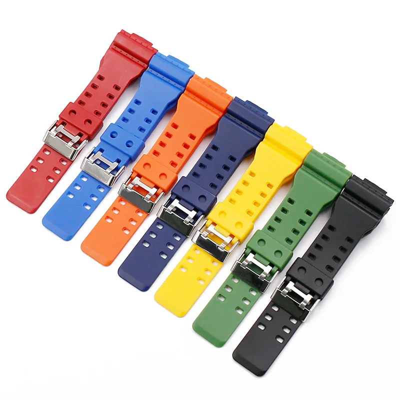 Resin Strap For Casio G-SHOCK GA-400 GA-100GB GA-700 Matte Black Color Strap Steel Buckle PU Strap for Casio Sports Smart Watch