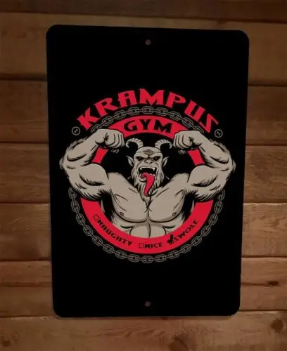 1 pcs,Krampus Gym Naughty Nice Swole Christmas Xmas 8x12 Metal Wall Sign Poster