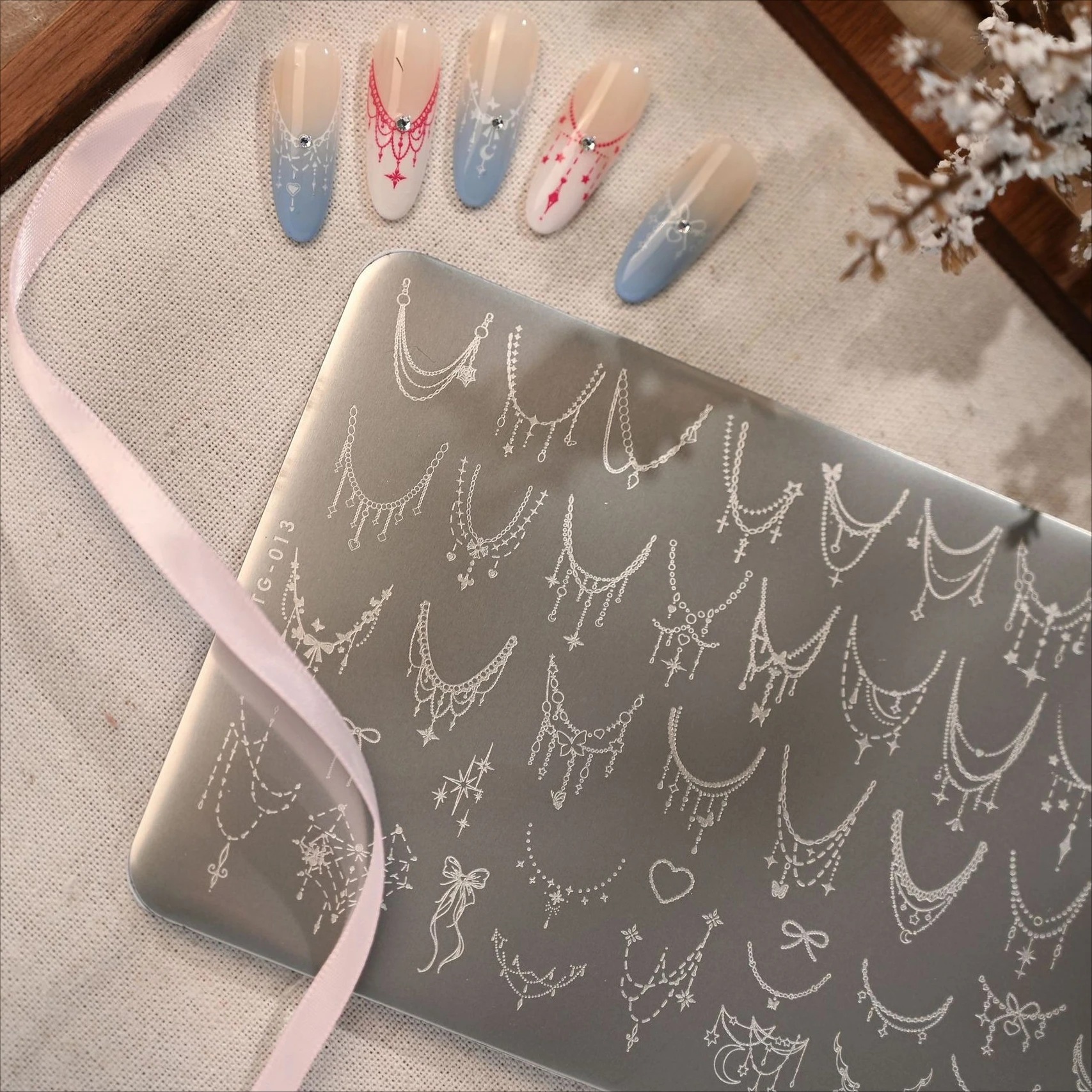 Necklace Design Love Heart Bowknot Shell Conch Starfish Nail Art Transfer Printing Steel Plate Tool DIY Silicone Stamp Templates