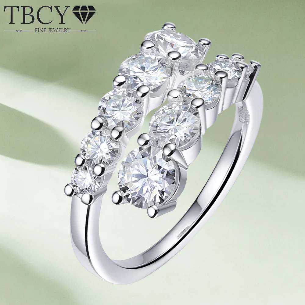TBCYD 0.6CT Moissanite Eternity Ring Stackable Band S925 Sterling Silver White/Yellow Gold Plated Size 4-10 Fine Jewelry Gift