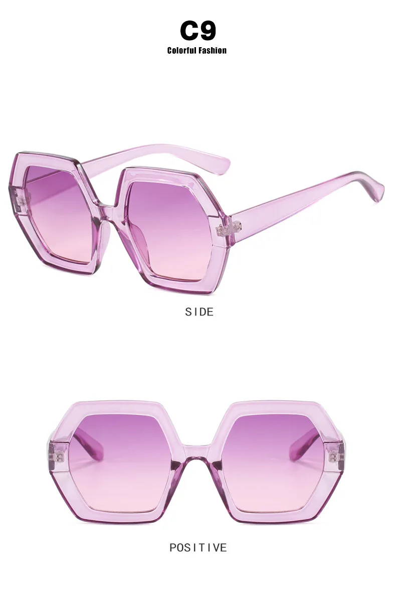Übergroße polygon gelbe Damen Ssun glasses Mode Vintage große quadratische Sonnenbrille weibliche Luxusmarke Punk Brillen schirme – Detail 13