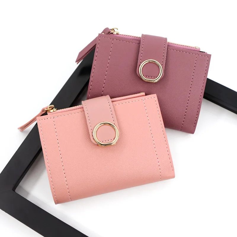 

Women's Zipper Short Wallet with Buckle Closure Fresh Literary Small Square Crossbody Bag for Daily Use