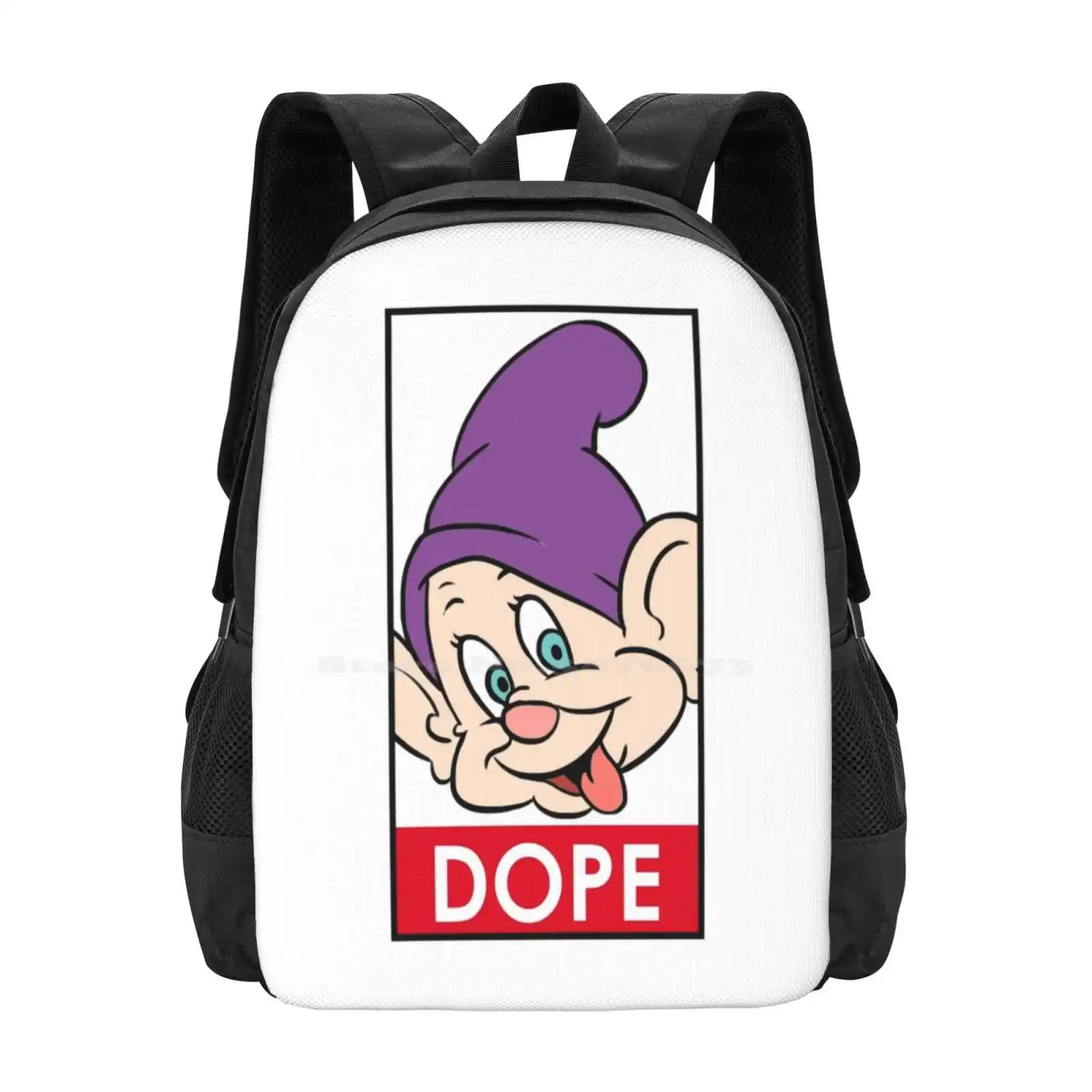 

Dopey Bag Backpack For Men Women Girls Teenage Dopey Snow White Seven Dwarfs Pop Culture Pun Fairy Tale Sick Cool Rad Tumblr