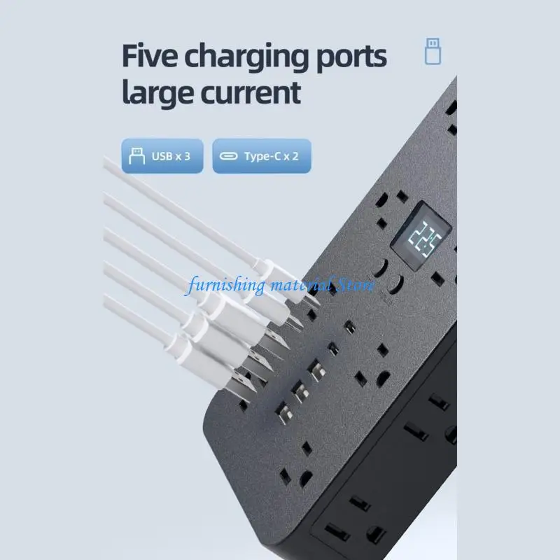 

Y5GD Multifunctional Power Strips 16 Outlets 3 USB 2 Type C Port Outlets Extender