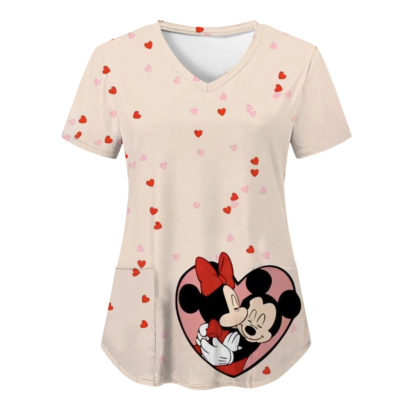 2024 Y2k Nursing Uniform Traf Disney Traffic Pocket Top Woman Clothes Women's -shir T Shirt Tops Funny Tees Store Miniso