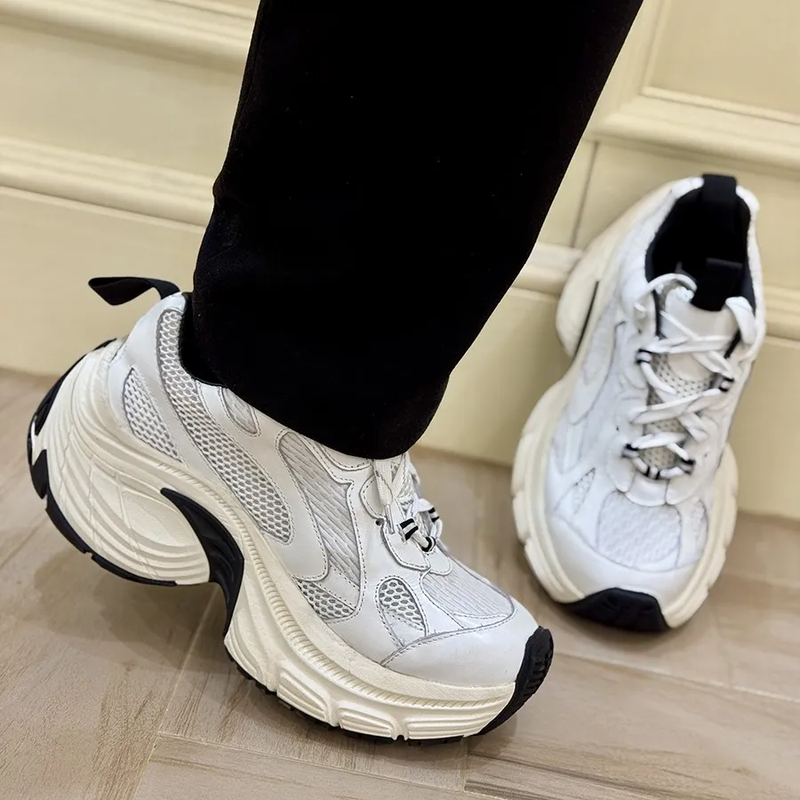 JINIWU 2026 Autumn Winter New Arrival Men Pure White Dad Shoes 8CM Height Increasing Genuine Leather Trendy Sneakers men Shoes