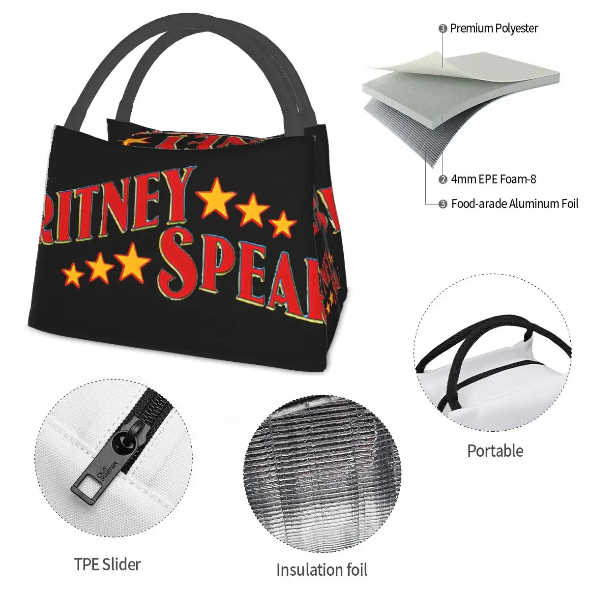 Britney Spears Portable insulation bag for Cooler Thermal Food Office Pinic Container