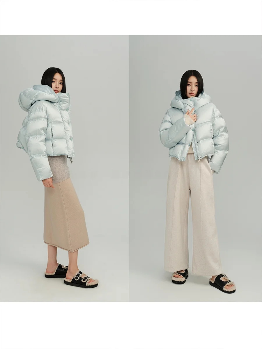 

Зимняя утепленная женская пуховая куртка с капюшоном из атласа, цвета водной глади, в корейском стиле, теплая, для повседневной носки, ветрозащитная