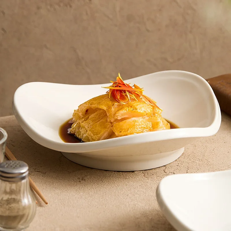 【Premium】Characteristic Dim Sum Dish Ceramic Household Tableware Modern Simple Etiquette Kitchen Supplies Triangle Soup Bowl