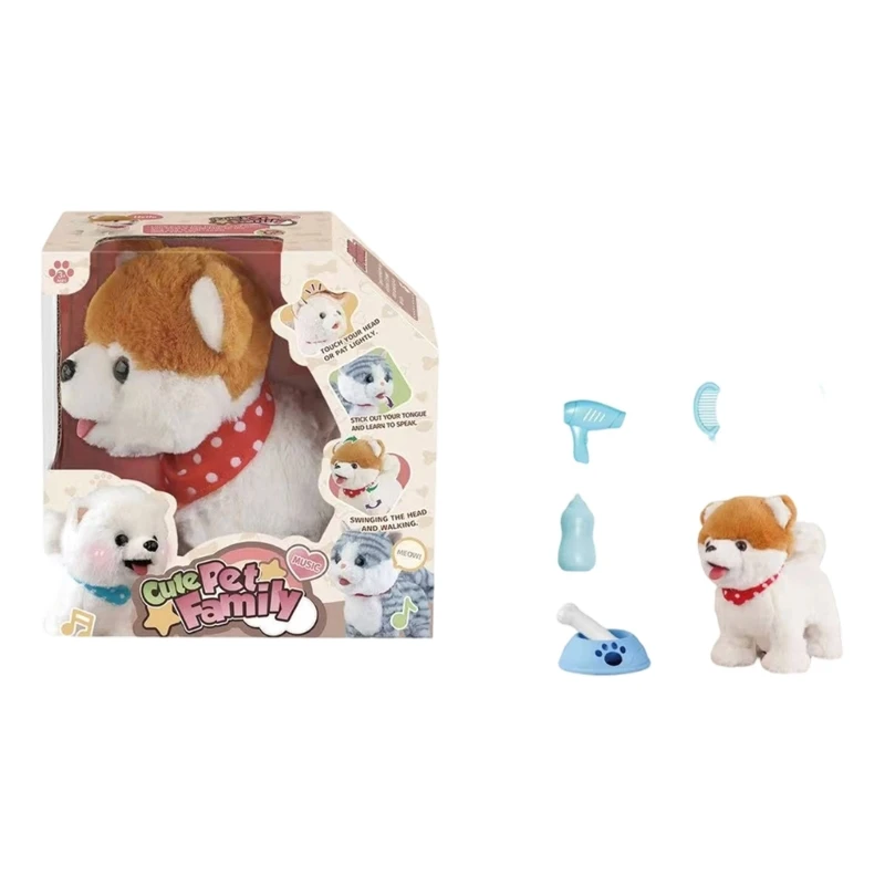 Robot Animal en peluche éducatif, jouet pour animaux compagnie, avec Activation du mouvement, son réaliste, jeu rôle pour