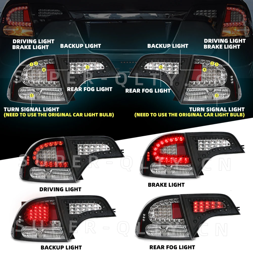 Super Q Car light,taillights for 2006-2011 Honda Civic , led light suitable for the whole series,modified taillight assembly