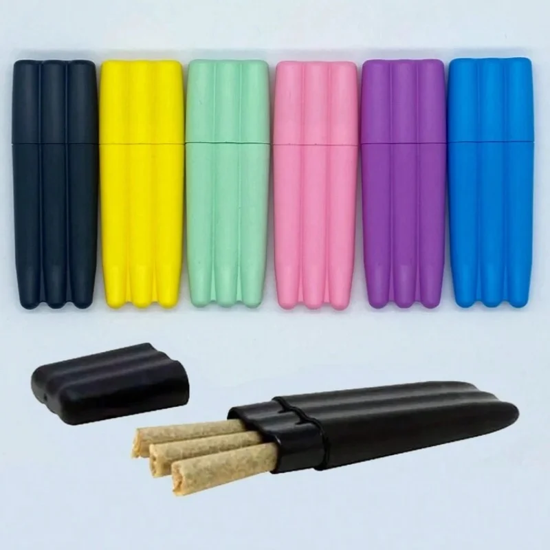 Colorful Triple Plastic Cigarette Case No-Smell Waterproof Holder Seal Container Plastic Storage Easy to Take