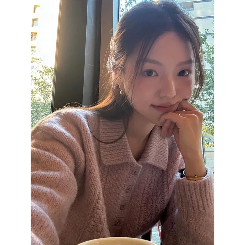 

Женский свитер Selfwill с новым дизайном, повседневный, в стиле Донгдэмун, нежный, осенний, однотонный, с длинными рукавами, в стиле лотоса