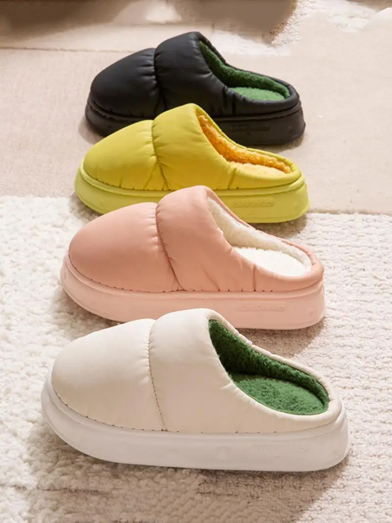 Weiche, dicke, wasserdichte Hausschuhe für Herren, Winter 2026, warme Plüsch-Innenschuhe, Übergröße 47, Paar-Baumwoll-Hausschuhe. – Detail 9